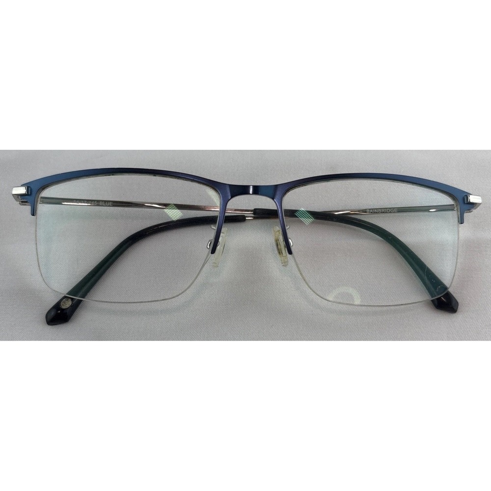 Bulova Eyeglasses, Frames Only, Bainbridge, 54-17-145, Metal, Blue, Half-Rim